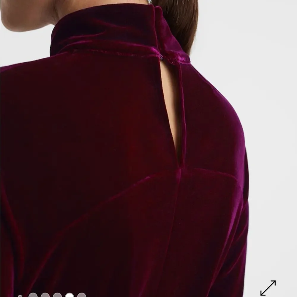 NWT Reiss Essie‎ Velvet Belted Mini Dress in Berry
